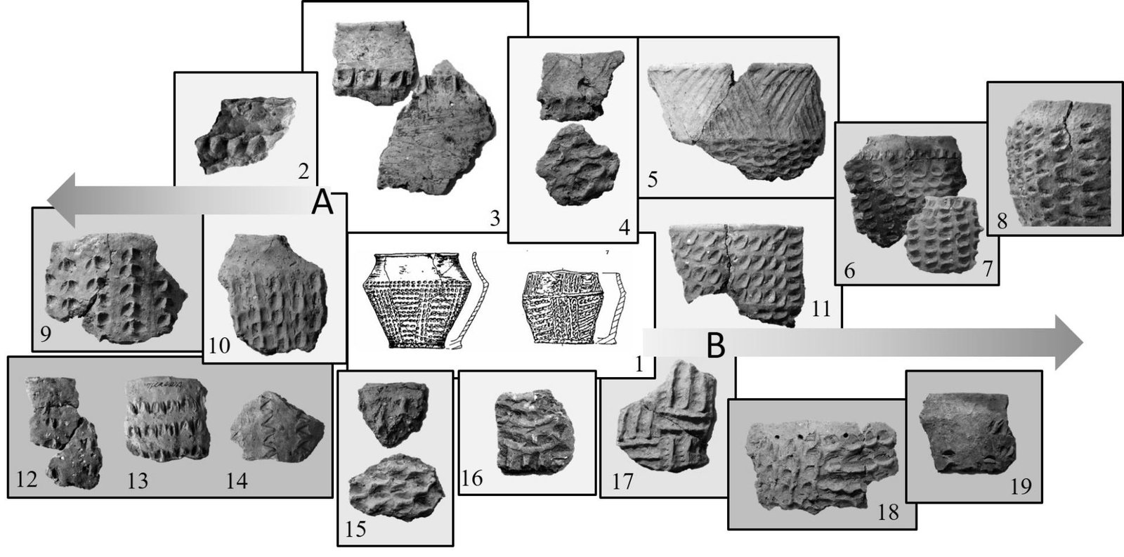 8.&nbsp;att. Hipotētiskās nagiespiedumu kompozīciju attīstības līnijas. Foto un datorgrafika: B.&nbsp;Dumpe